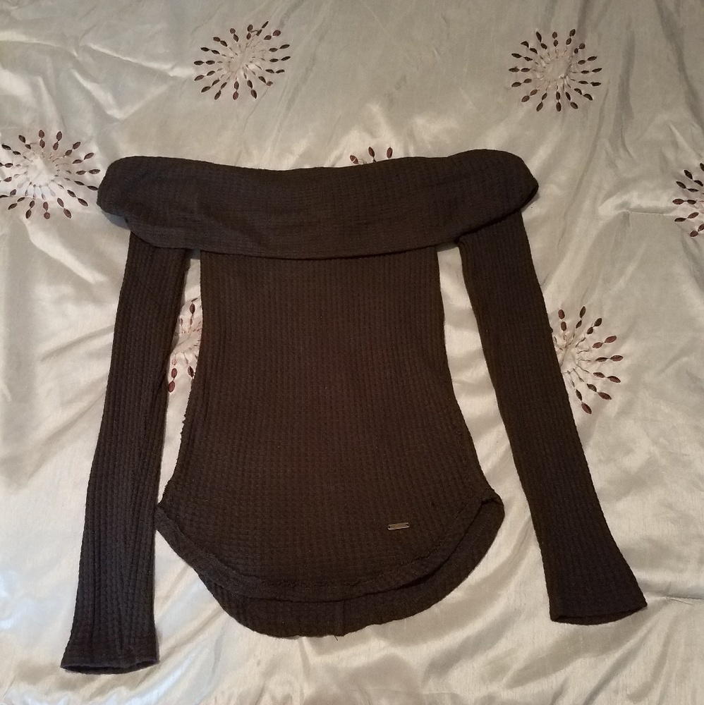 Off the shoulder, long sleeve top